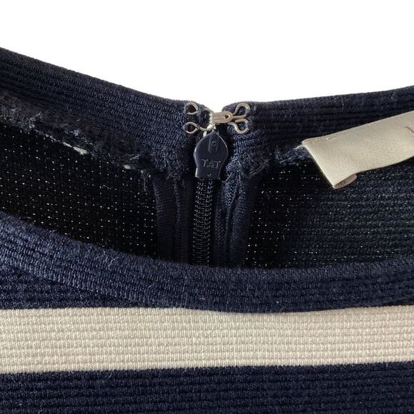 LOFT Striped Short Sleeve Dress Size S Navy/White, Rayon/Polyester/Spandex Blend - Picture 4 of 8